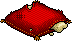 Damaged Red Silk Pillow